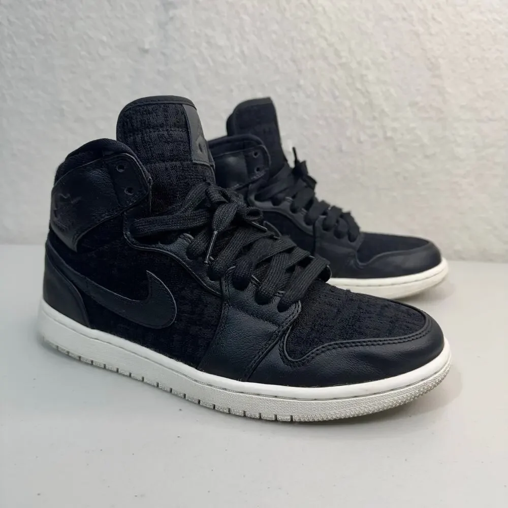 2018 Women Nike Air Jordan 1 Retro High Premium Black-On-Black Sneakers Size 9.5